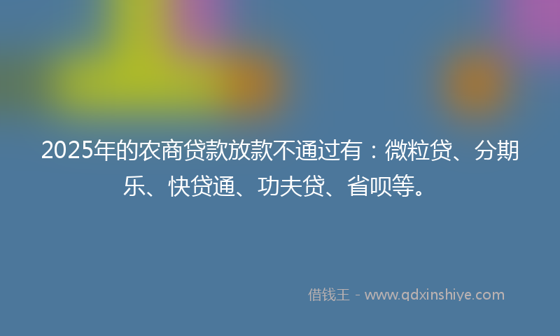 2025年的农商贷款放款不通过有：微粒贷、分期乐、快贷通、功夫贷、省呗等。