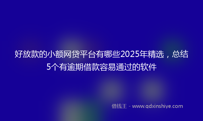 好放款的小额网贷平台有哪些2025年精选，总结5个有逾期借款容易通过的软件