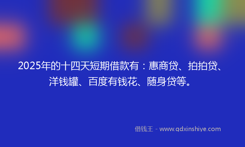 2025年的十四天短期借款有：惠商贷、拍拍贷、洋钱罐、百度有钱花、随身贷等。