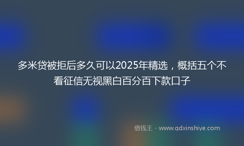 多米贷被拒后多久可以2025年精选，概括五个不看征信无视黑白百分百下款口子