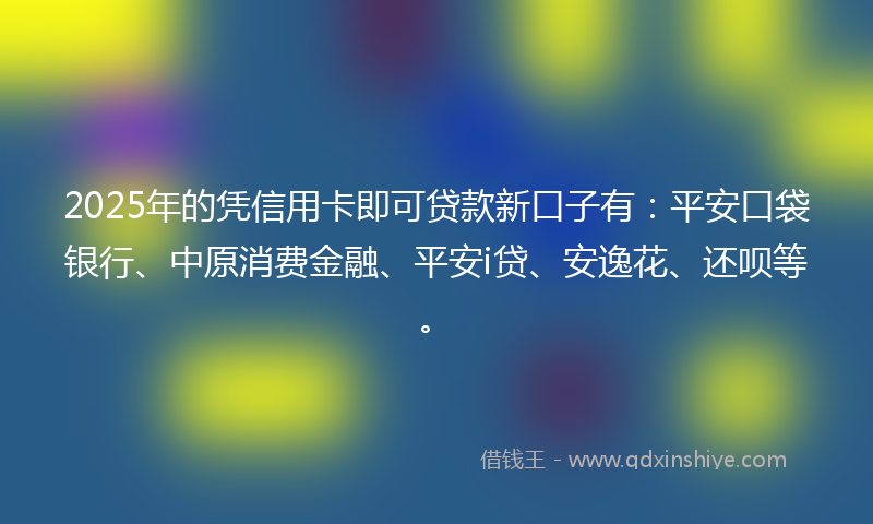 2025年的凭信用卡即可贷款新口子有：平安口袋银行、中原消费金融、平安i贷、安逸花、还呗等。