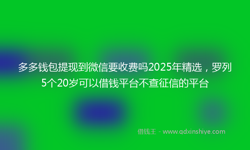 多多钱包提现到微信要收费吗2025年精选，罗列5个20岁可以借钱平台不查征信的平台