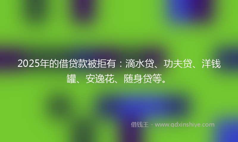 2025年的借贷款被拒有：滴水贷、功夫贷、洋钱罐、安逸花、随身贷等。