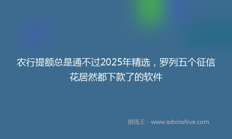 农行提额总是通不过2025年精选，罗列五个征信花居然都下款了的软件