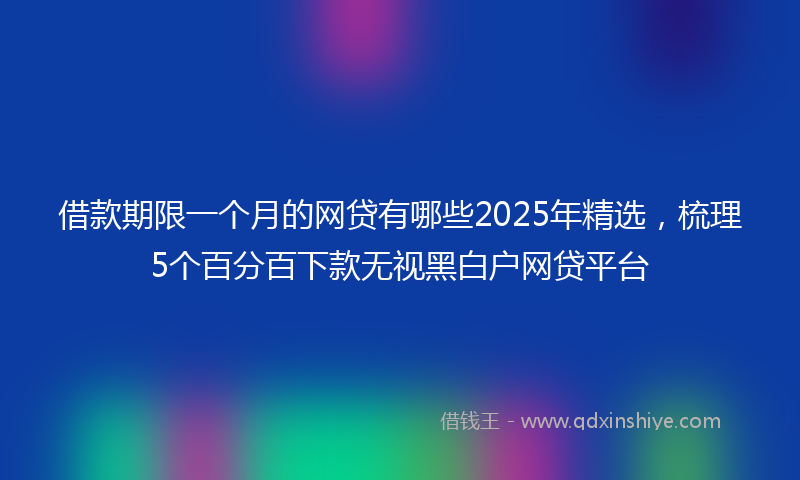 借款期限一个月的网贷有哪些2025年精选，梳理5个百分百下款无视黑白户网贷平台