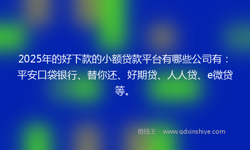 2025年的好下款的小额贷款平台有哪些公司有：平安口袋银行、替你还、好期贷、人人贷、e微贷等。