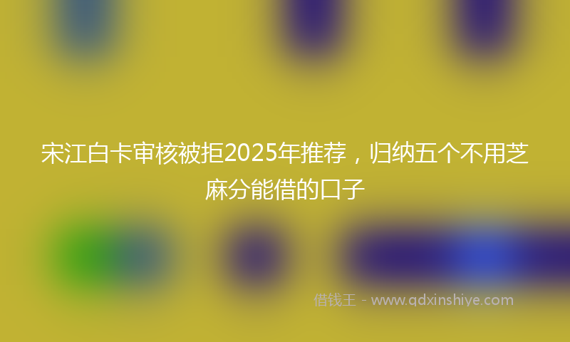 宋江白卡审核被拒2025年推荐，归纳五个不用芝麻分能借的口子