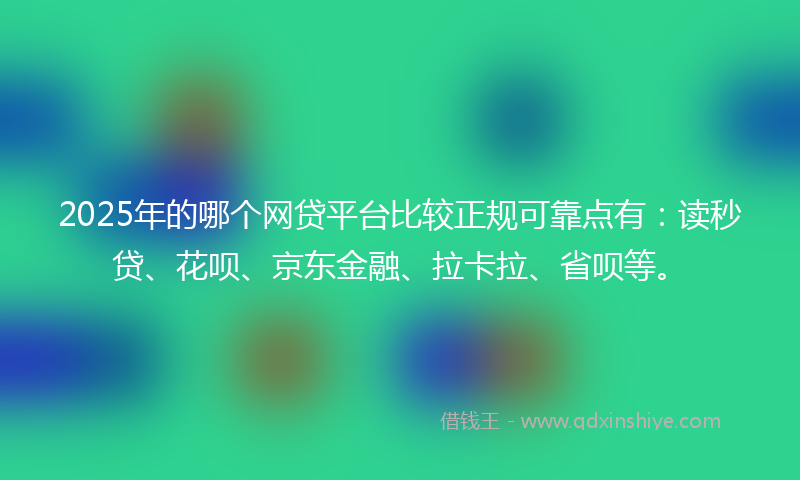 2025年的哪个网贷平台比较正规可靠点有：读秒贷、花呗、京东金融、拉卡拉、省呗等。