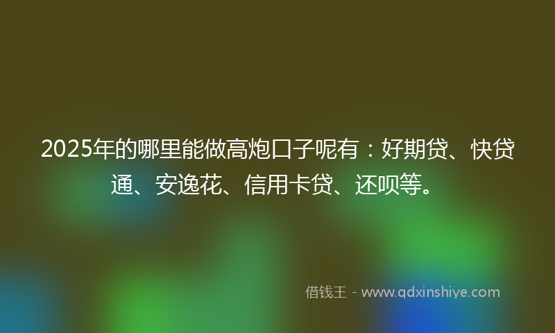 2025年的哪里能做高炮口子呢有：好期贷、快贷通、安逸花、信用卡贷、还呗等。