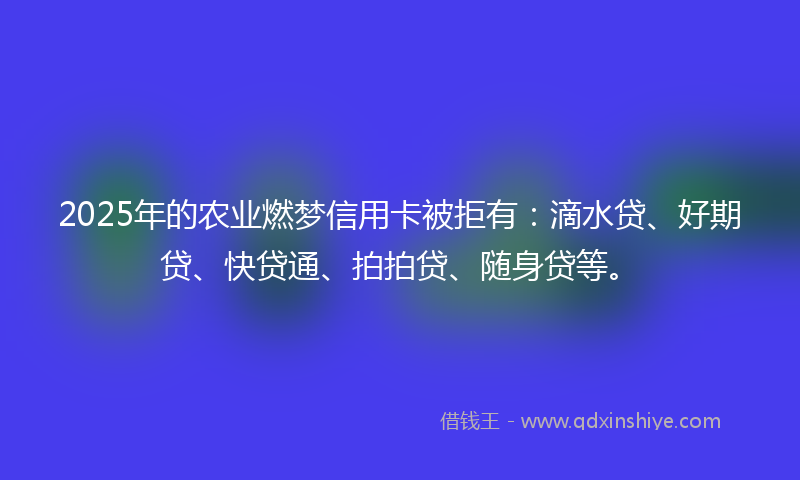 2025年的农业燃梦信用卡被拒有：滴水贷、好期贷、快贷通、拍拍贷、随身贷等。