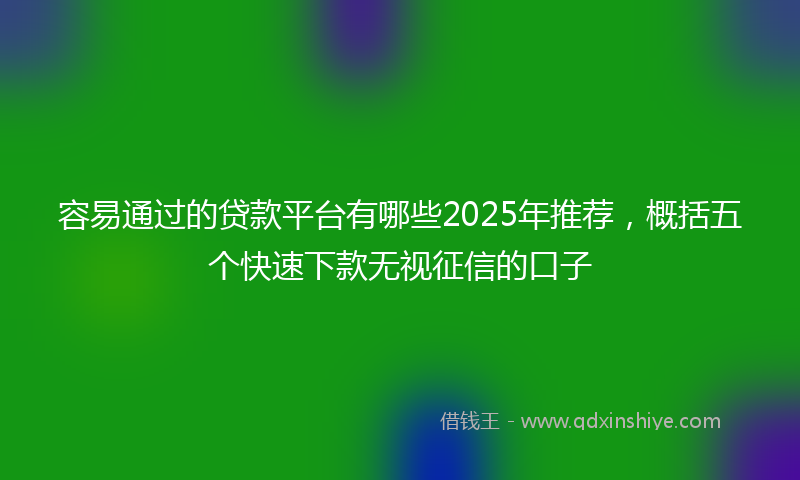 容易通过的贷款平台有哪些2025年推荐，概括五个快速下款无视征信的口子