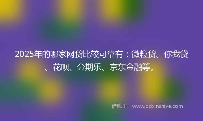 2025年的哪家网贷比较可靠有：微粒贷、你我贷、花呗、分期乐、京东金融等。