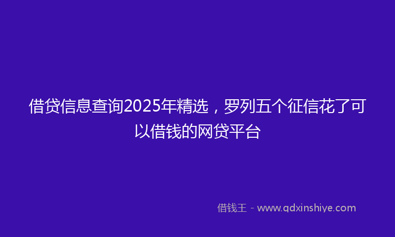 借贷信息查询2025年精选，罗列五个征信花了可以借钱的网贷平台
