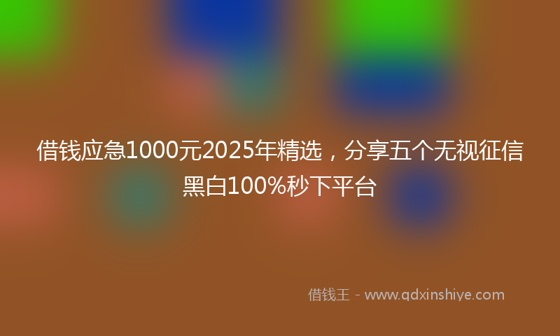 借钱应急1000元2025年精选，分享五个无视征信黑白100%秒下平台