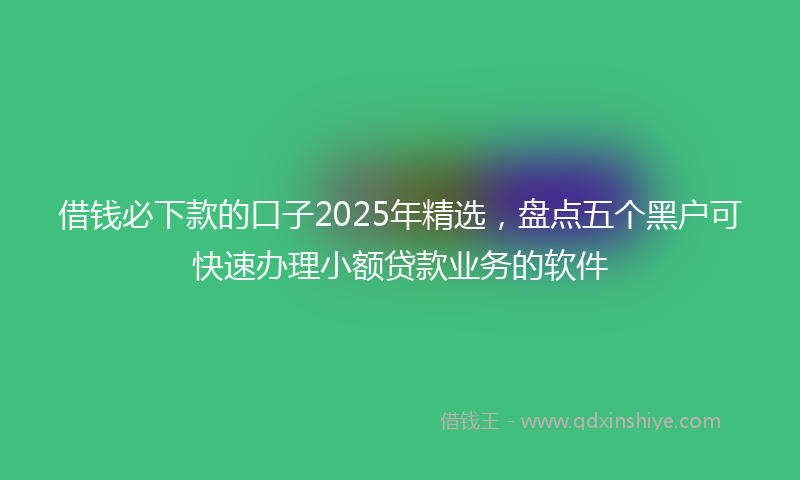 借钱必下款的口子2025年精选，盘点五个黑户可快速办理小额贷款业务的软件