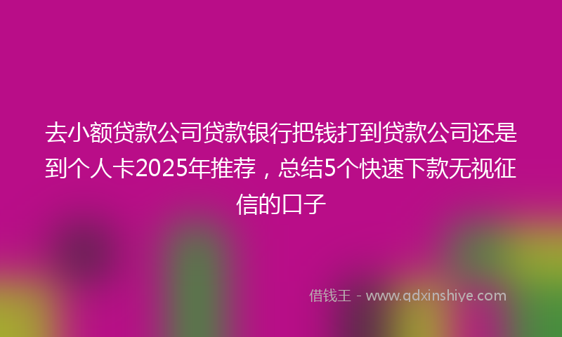 去小额贷款公司贷款银行把钱打到贷款公司还是到个人卡2025年推荐，总结5个快速下款无视征信的口子