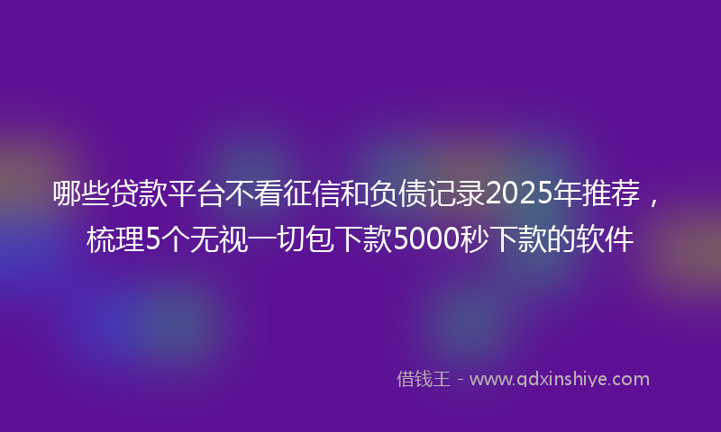 哪些贷款平台不看征信和负债记录2025年推荐，梳理5个无视一切包下款5000秒下款的软件
