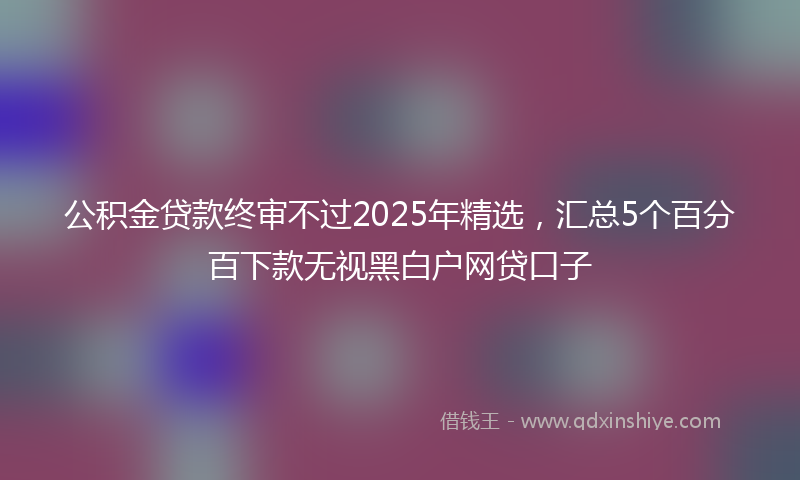 公积金贷款终审不过2025年精选，汇总5个百分百下款无视黑白户网贷口子