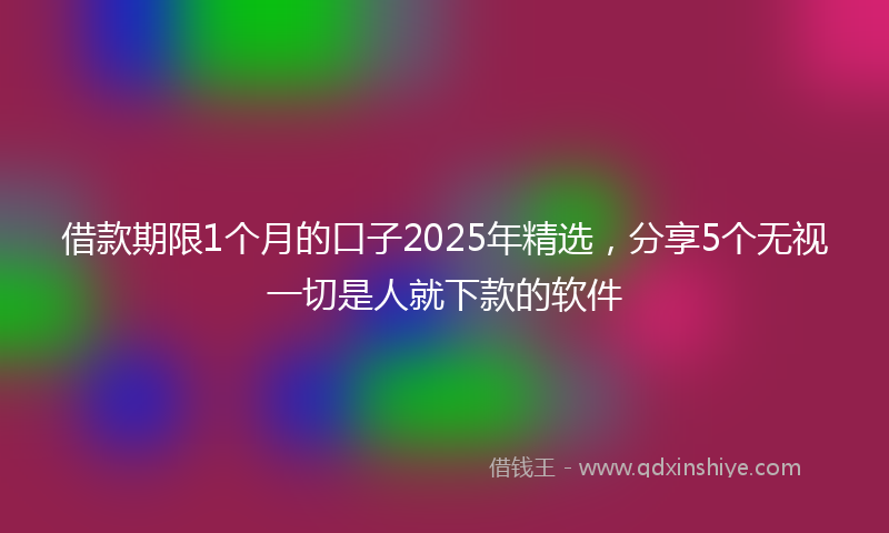 借款期限1个月的口子2025年精选，分享5个无视一切是人就下款的软件