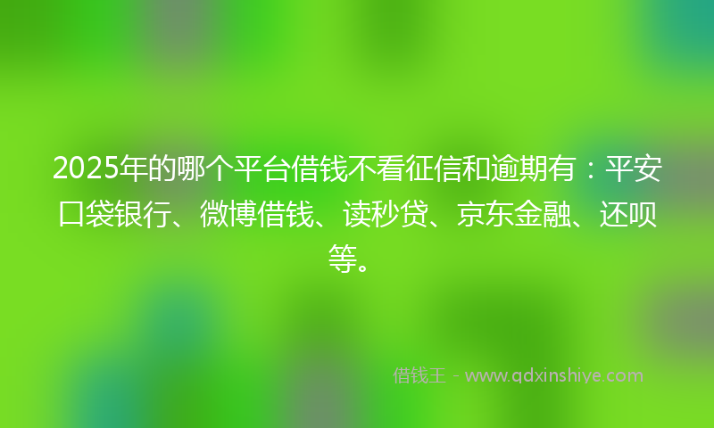 2025年的哪个平台借钱不看征信和逾期有：平安口袋银行、微博借钱、读秒贷、京东金融、还呗等。