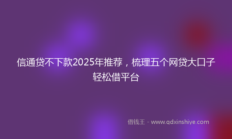 信通贷不下款2025年推荐，梳理五个网贷大口子轻松借平台
