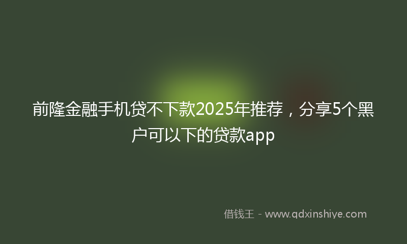 前隆金融手机贷不下款2025年推荐，分享5个黑户可以下的贷款app