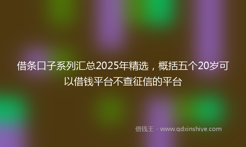 借条口子系列汇总2025年精选，概括五个20岁可以借钱平台不查征信的平台
