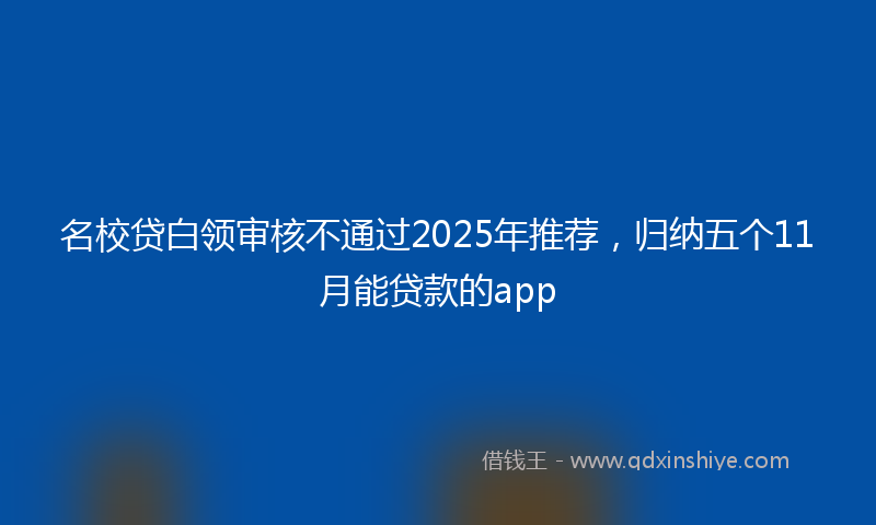 名校贷白领审核不通过2025年推荐，归纳五个11月能贷款的app