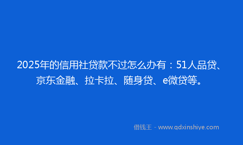 2025年的信用社贷款不过怎么办有：51人品贷、京东金融、拉卡拉、随身贷、e微贷等。