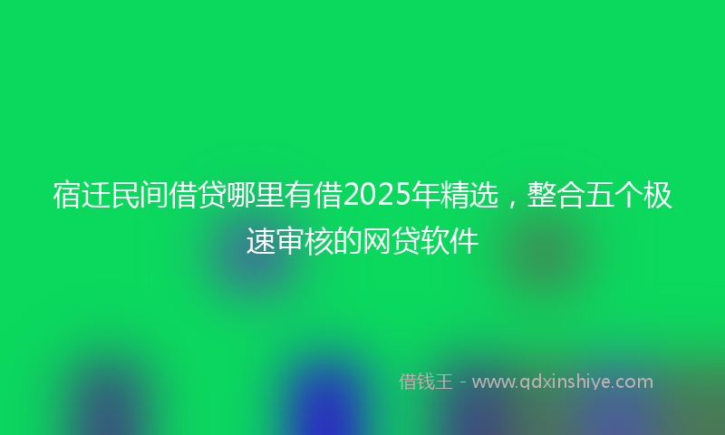 宿迁民间借贷哪里有借2025年精选，整合五个极速审核的网贷软件