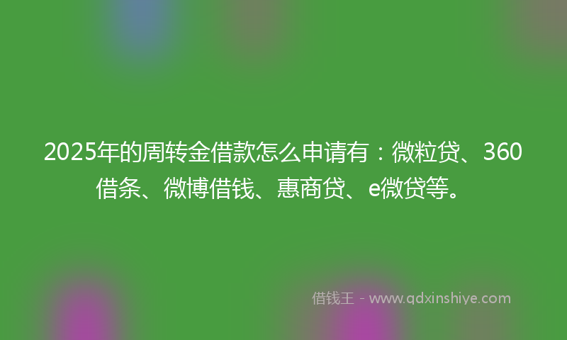 2025年的周转金借款怎么申请有：微粒贷、360借条、微博借钱、惠商贷、e微贷等。