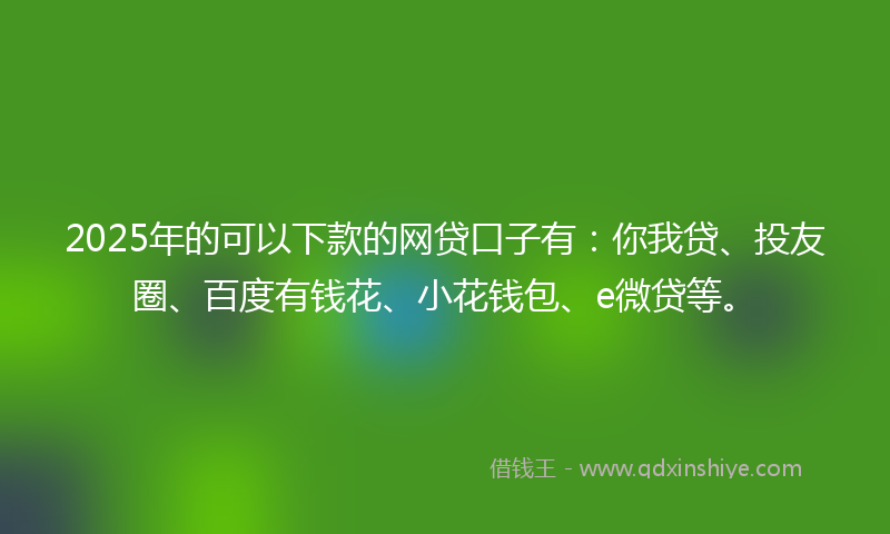 2025年的可以下款的网贷口子有：你我贷、投友圈、百度有钱花、小花钱包、e微贷等。