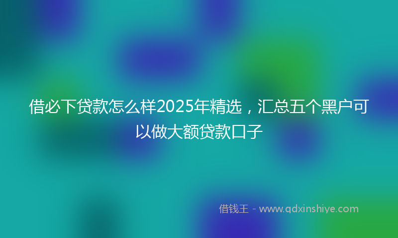 借必下贷款怎么样2025年精选，汇总五个黑户可以做大额贷款口子