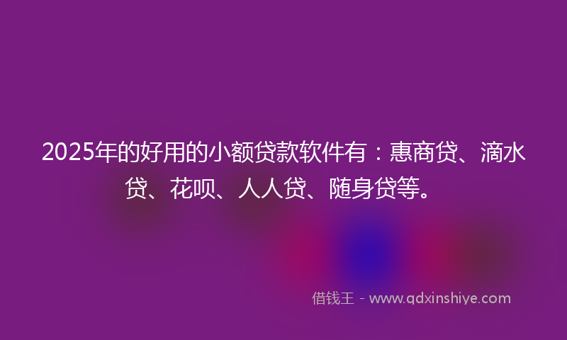 2025年的好用的小额贷款软件有：惠商贷、滴水贷、花呗、人人贷、随身贷等。