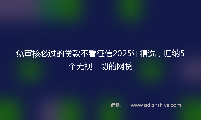 免审核必过的贷款不看征信2025年精选，归纳5个无视一切的网贷