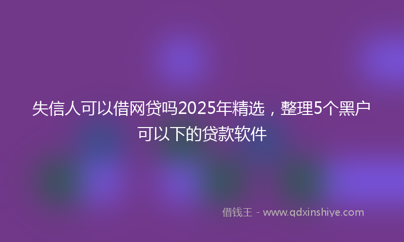 失信人可以借网贷吗2025年精选，整理5个黑户可以下的贷款软件