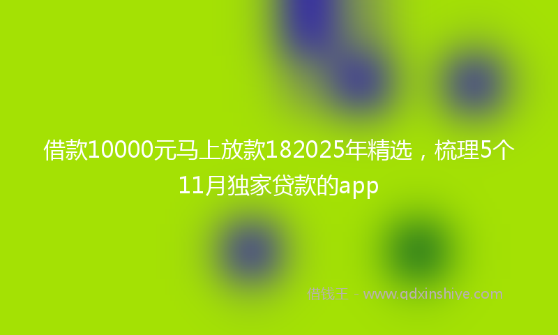 借款10000元马上放款182025年精选，梳理5个11月独家贷款的app