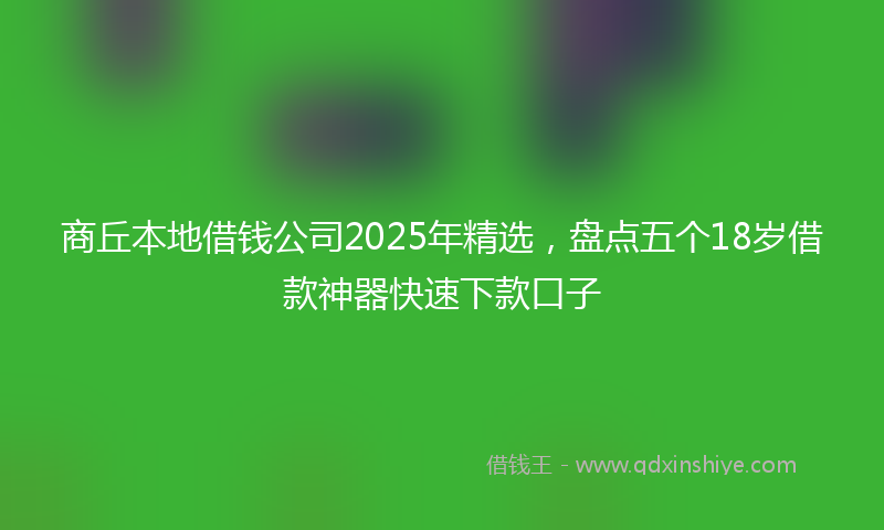 商丘本地借钱公司2025年精选，盘点五个18岁借款神器快速下款口子