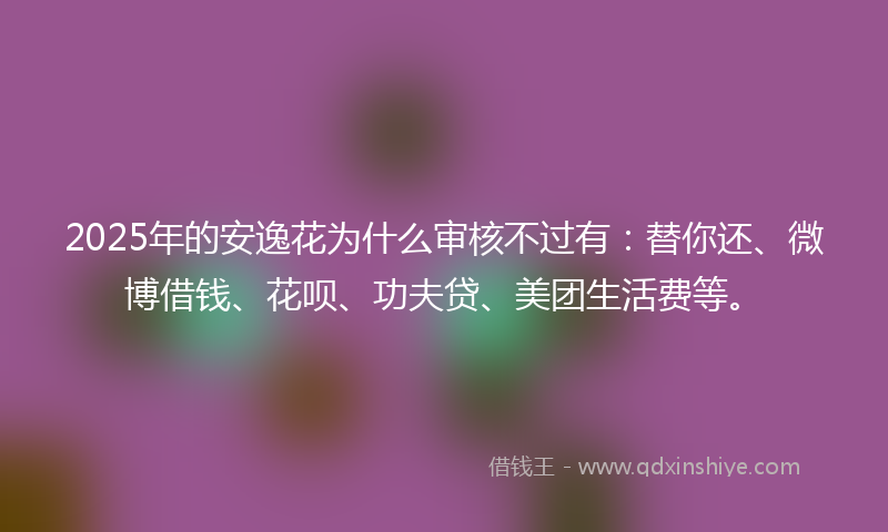 2025年的安逸花为什么审核不过有：替你还、微博借钱、花呗、功夫贷、美团生活费等。