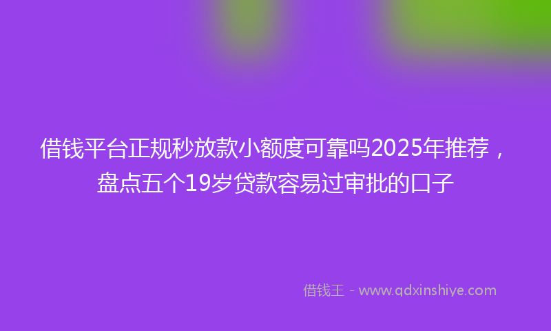 借钱平台正规秒放款小额度可靠吗2025年推荐，盘点五个19岁贷款容易过审批的口子