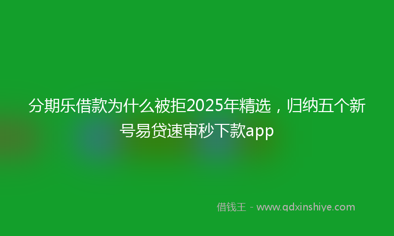 分期乐借款为什么被拒2025年精选，归纳五个新号易贷速审秒下款app