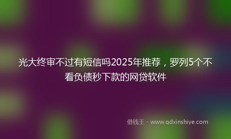光大终审不过有短信吗2025年推荐，罗列5个不看负债秒下款的网贷软件