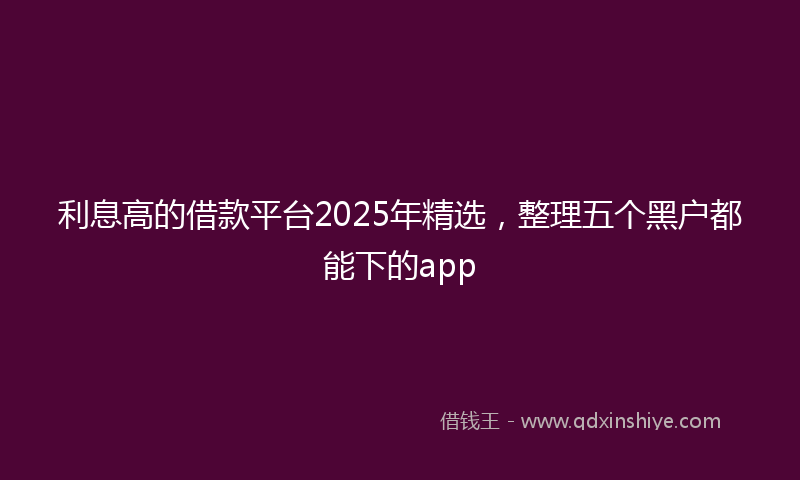 利息高的借款平台2025年精选，整理五个黑户都能下的app