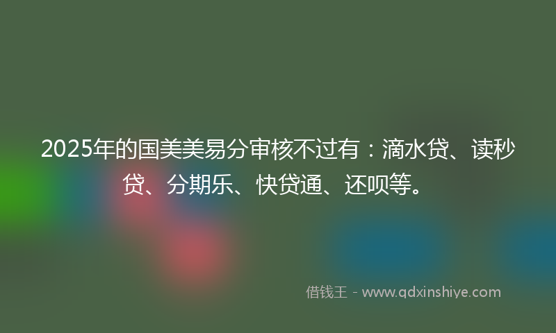 2025年的国美美易分审核不过有：滴水贷、读秒贷、分期乐、快贷通、还呗等。