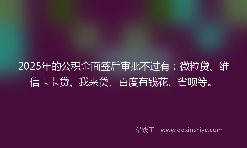 2025年的公积金面签后审批不过有：微粒贷、维信卡卡贷、我来贷、百度有钱花、省呗等。