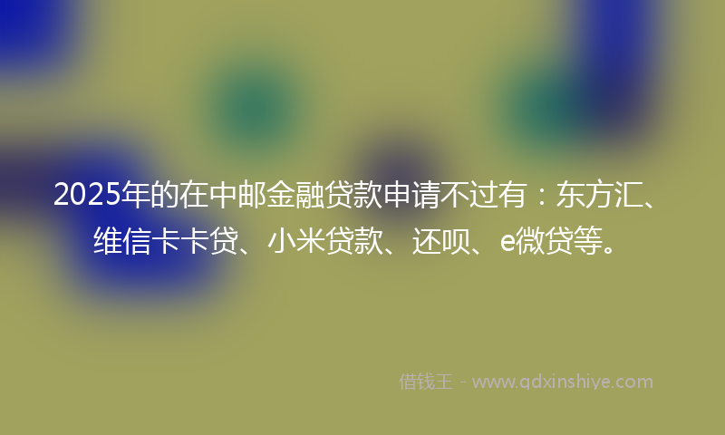2025年的在中邮金融贷款申请不过有：东方汇、维信卡卡贷、小米贷款、还呗、e微贷等。