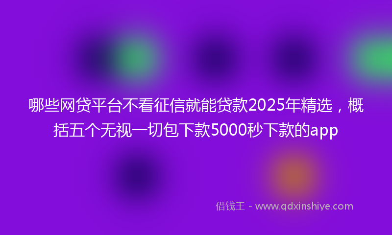 哪些网贷平台不看征信就能贷款2025年精选，概括五个无视一切包下款5000秒下款的app