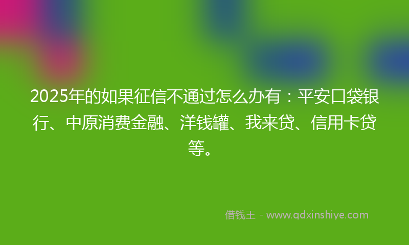 2025年的如果征信不通过怎么办有：平安口袋银行、中原消费金融、洋钱罐、我来贷、信用卡贷等。