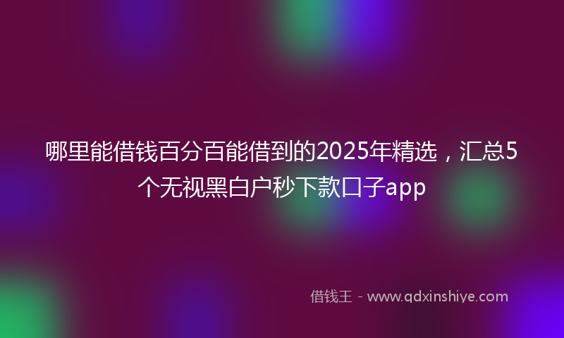 哪里能借钱百分百能借到的2025年精选，汇总5个无视黑白户秒下款口子app