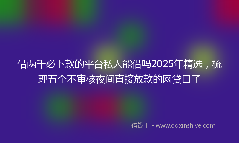 借两千必下款的平台私人能借吗2025年精选，梳理五个不审核夜间直接放款的网贷口子
